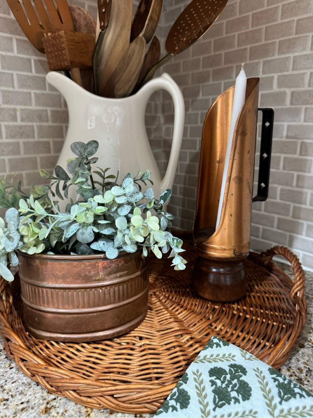 Copper & Wood Candlestick Holder